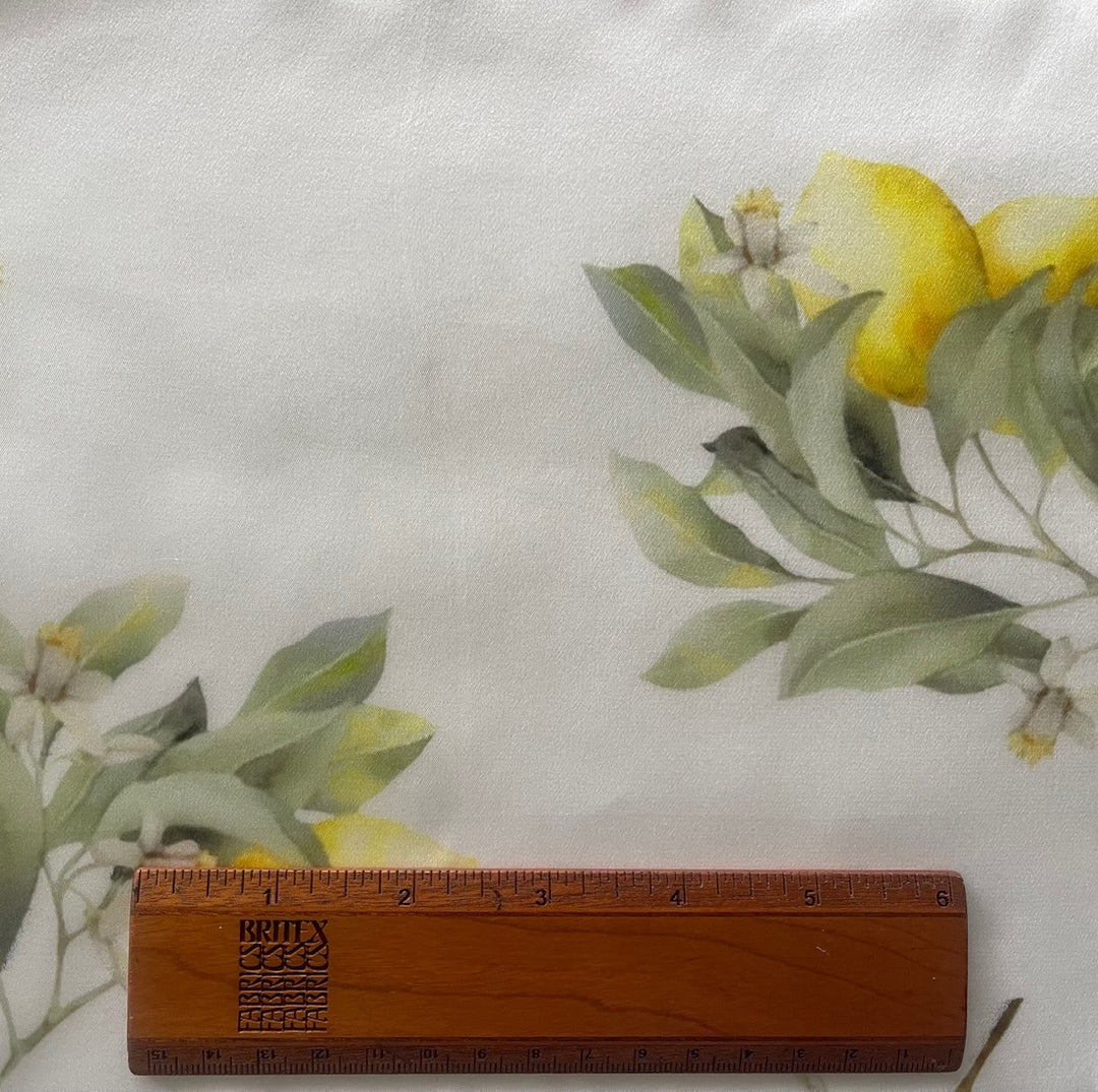 Flowering Lemon Tree Ivory Silk Satin Charmeuse (Made in Italy)