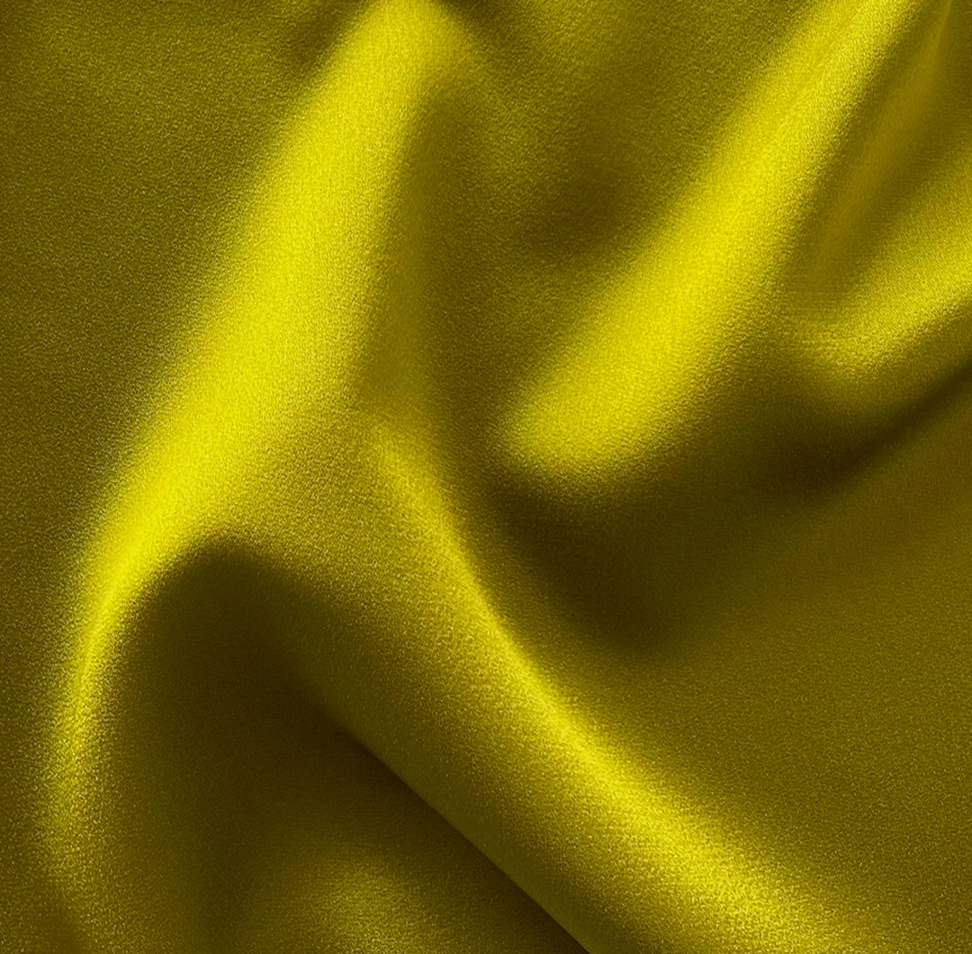 High-End Soft Chartreuse Reversible Rayon Viscose Blend Satin/Crepe (Made in Italy)