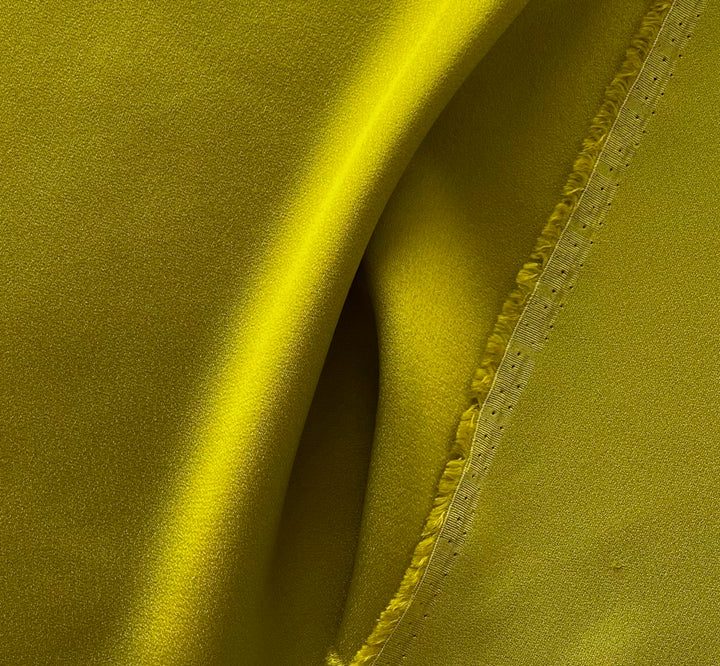 High-End Soft Chartreuse Reversible Rayon Viscose Blend Satin/Crepe (Made in Italy)