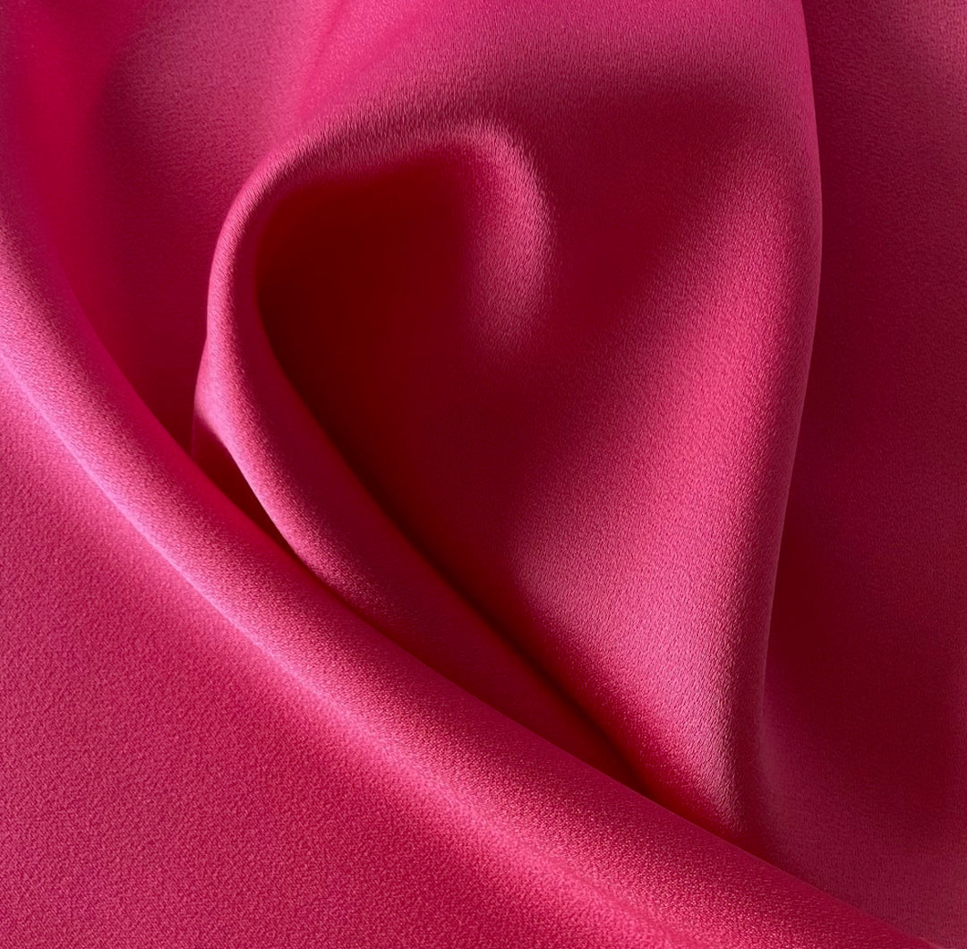 High-End Flamingo Pink Reversible Rayon Viscose Blend Satin/Crepe (Made in Italy)