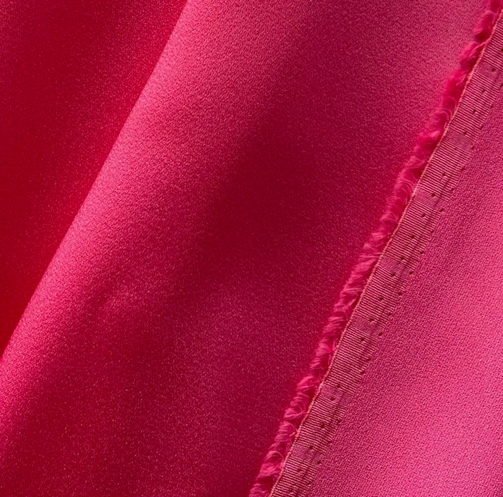High-End Flamingo Pink Reversible Rayon Viscose Blend Satin/Crepe (Made in Italy)