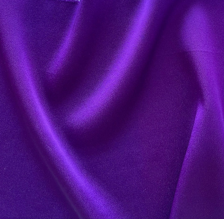 High-End Intense Violet Indigo Stretch Rayon Viscose Blend Crepe Back Satin (Made in Italy)