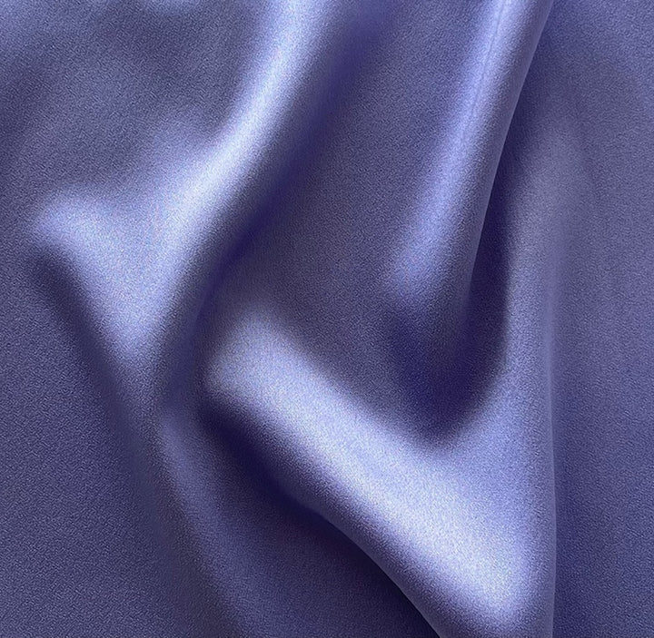 Moschino Lavender Iris Stretch Rayon Viscose Blend Crepe Back Satin (Made in Italy)