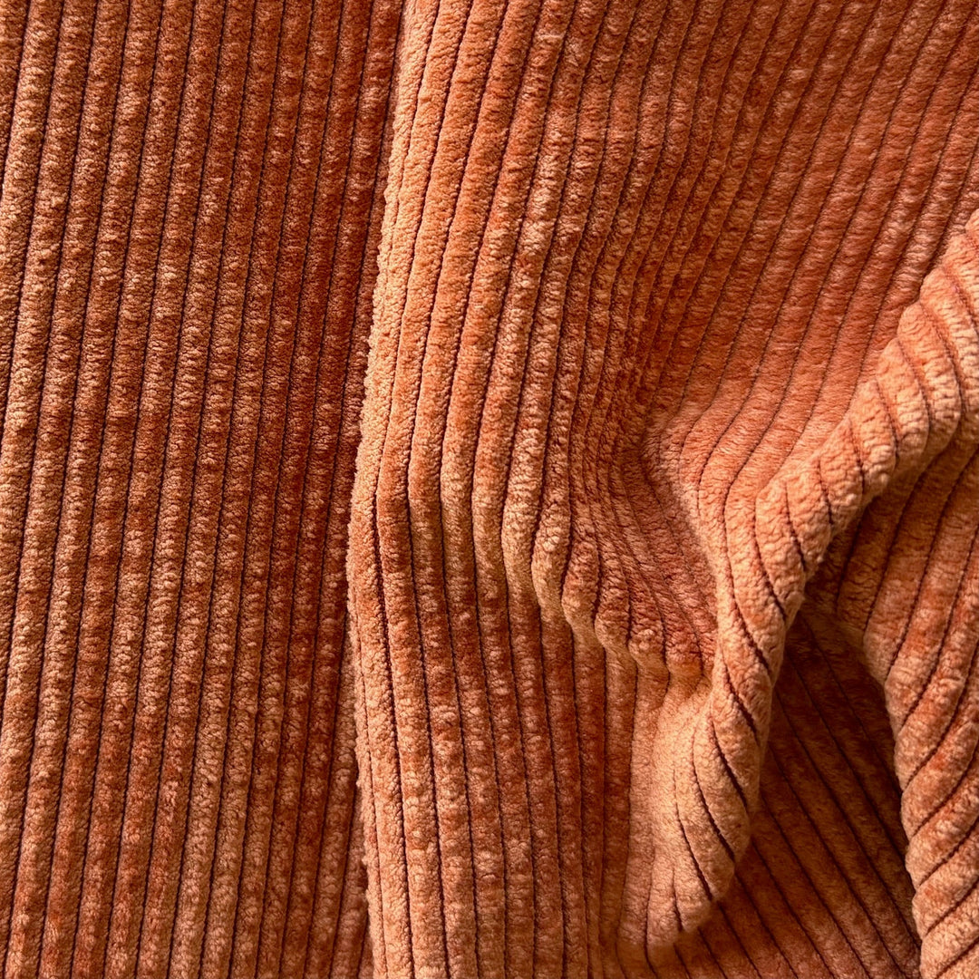 Designer Spiced Terra Cotta Mid-Wale Polyester Corduroy (Made in Italy)