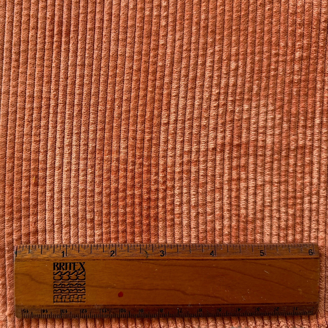 Designer Spiced Terra Cotta Mid-Wale Polyester Corduroy (Made in Italy)