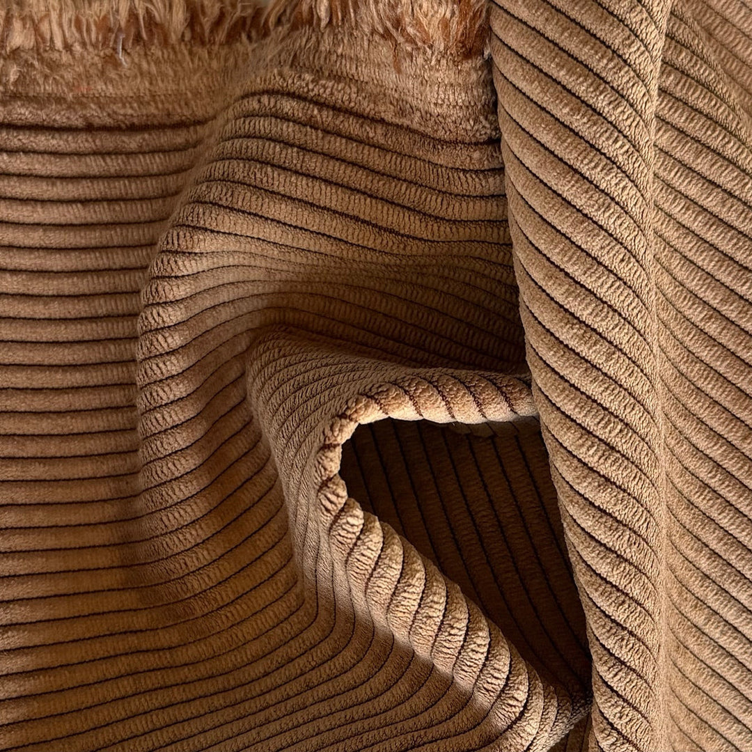 Designer Café au Lait Nutmeg Mid-Wale Polyester Corduroy (Made in Italy)