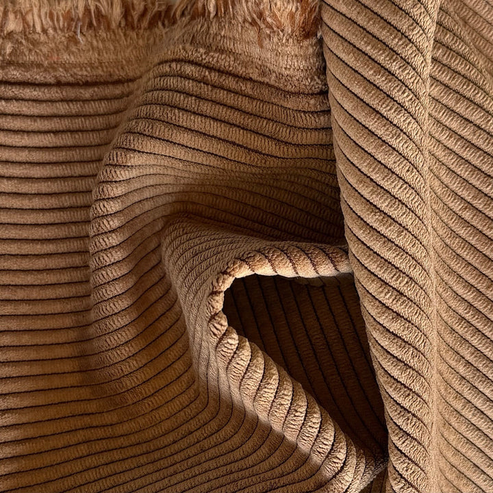 Designer Café au Lait Nutmeg Mid-Wale Polyester Corduroy (Made in Italy)