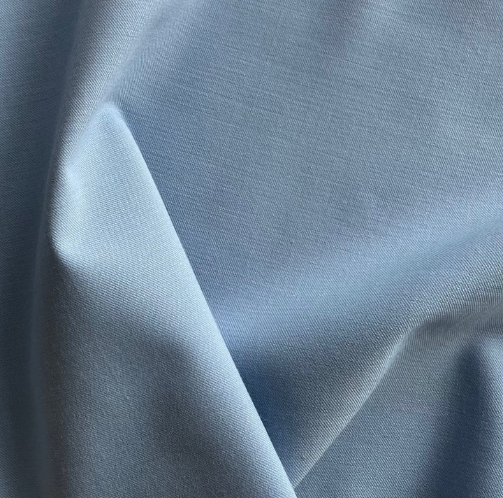 Mid-Weight Spring Sky Blue Stretch Wool Twill (Made in Italy)