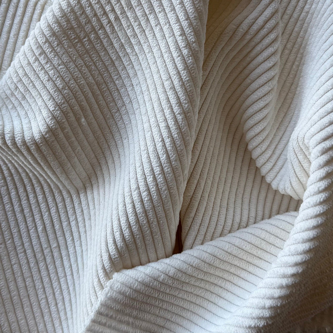 High-End Winter White Mid-Wale Polyester Corduroy (Made in Italy)