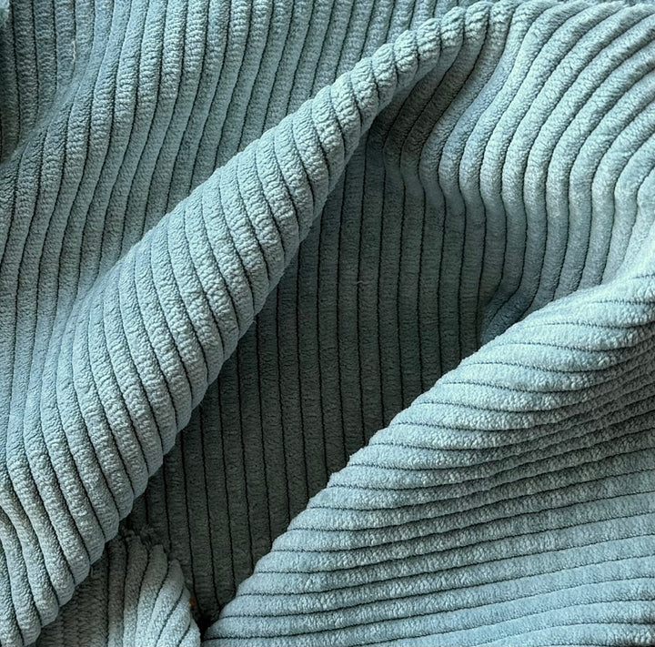 High-End Turkish Mist Blue Mid-Wale Polyester Corduroy (Made in Italy)