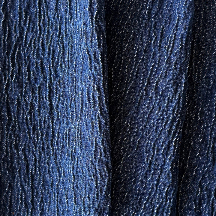 Mid-Weight Ink & Metallic Copper Puckered Stretch Cotton (Made in Italy)