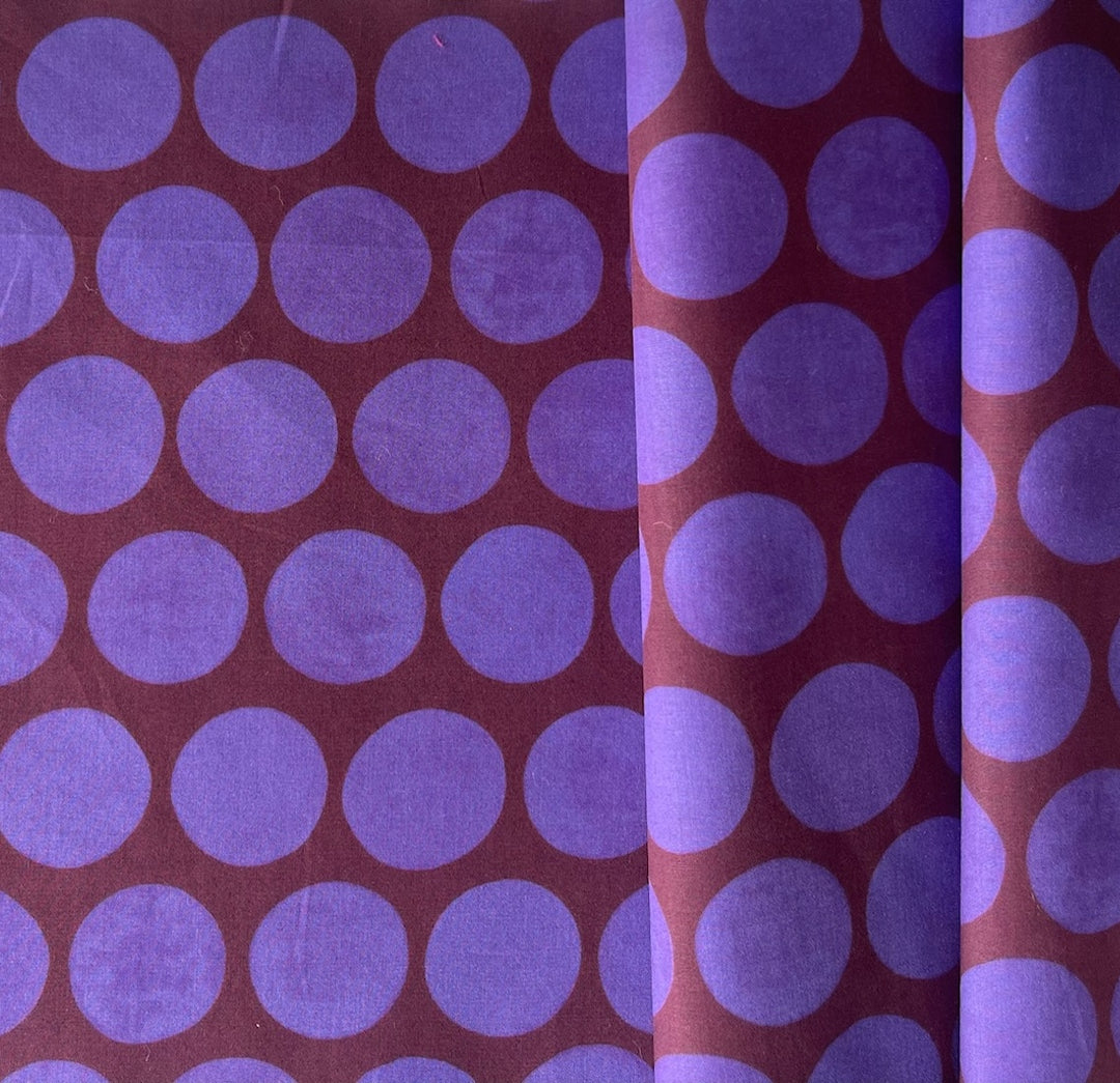 Vivid Violet Coin Dots on Sangria Cotton Poplin (Made in Italy)