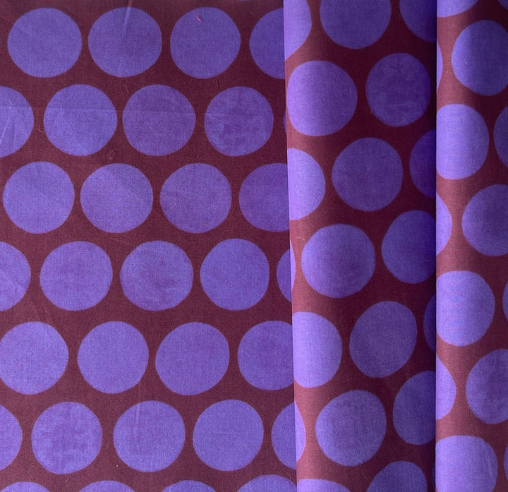 Vivid Violet Coin Dots on Sangria Cotton Poplin (Made in Italy)