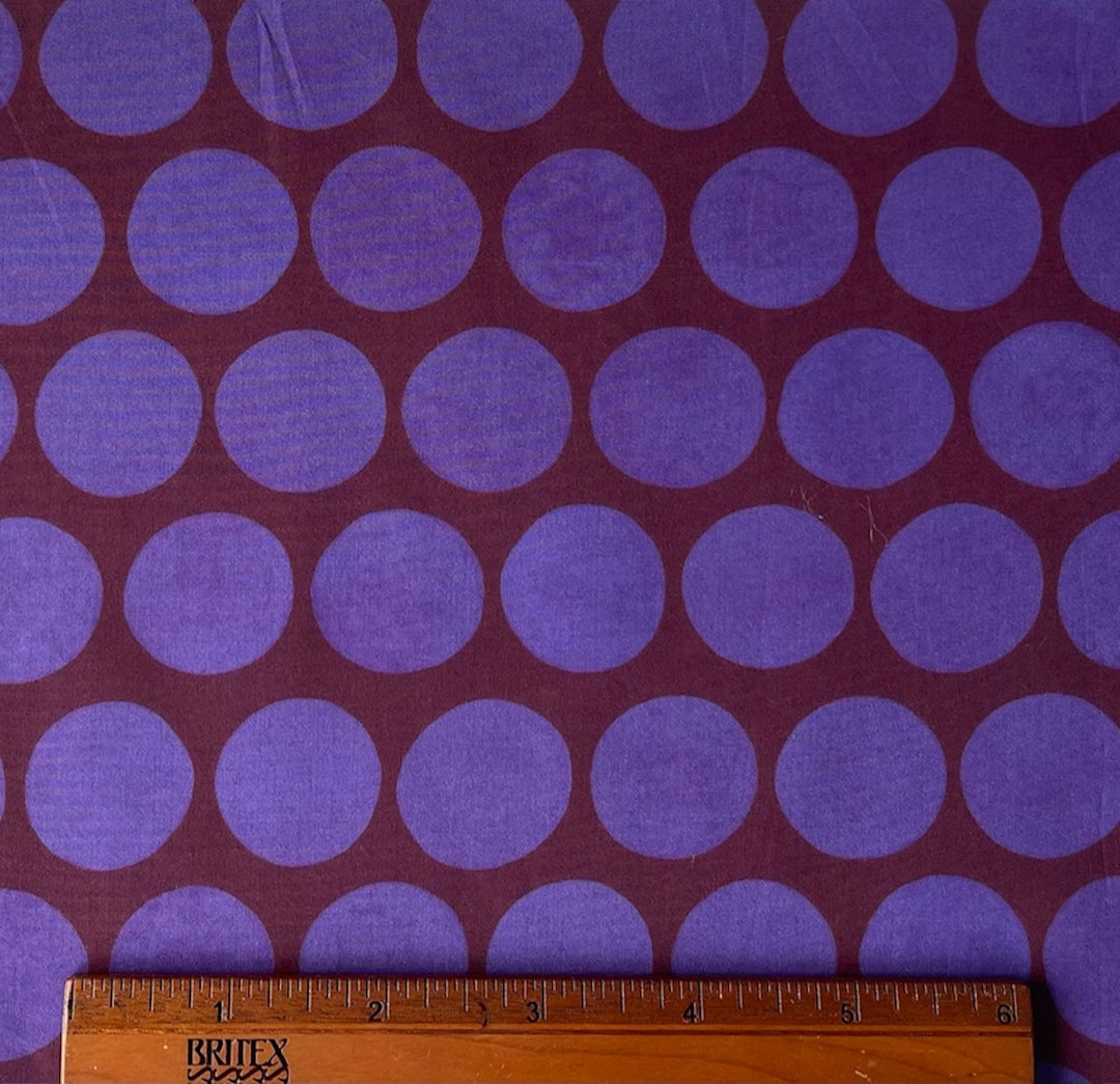 Vivid Violet Coin Dots on Sangria Cotton Poplin (Made in Italy)