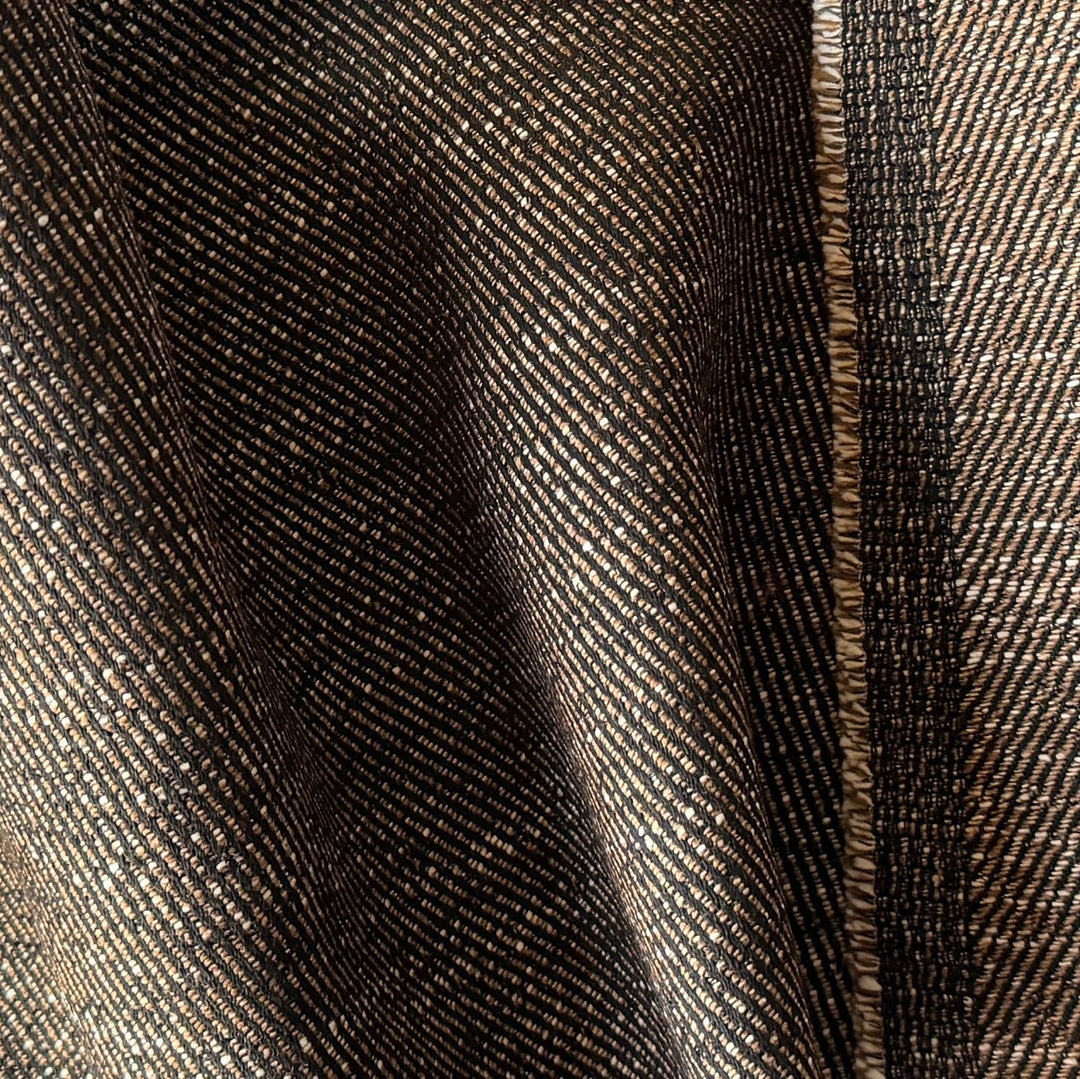 Structured Black Coffee Cotton & Linen Twill Suiting (Made in Italy)