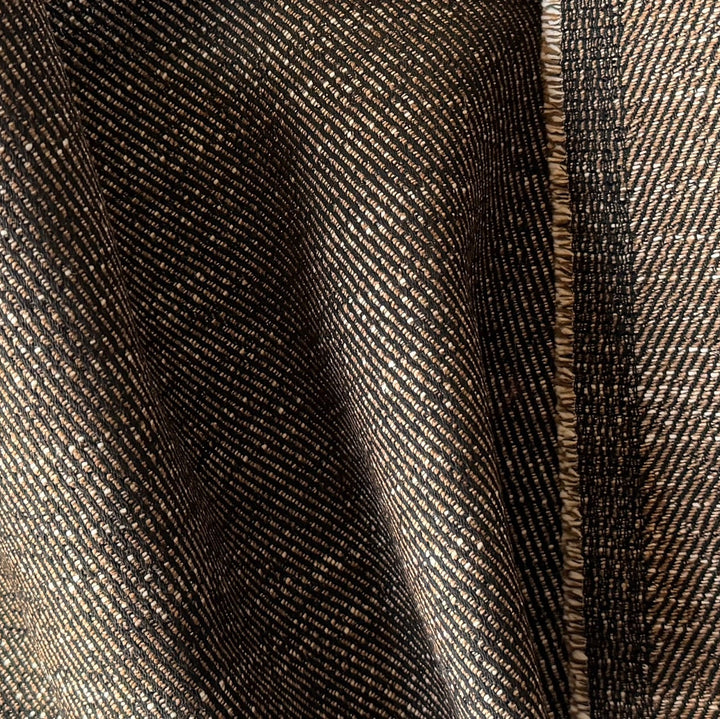 Structured Black Coffee Cotton & Linen Twill Suiting (Made in Italy)