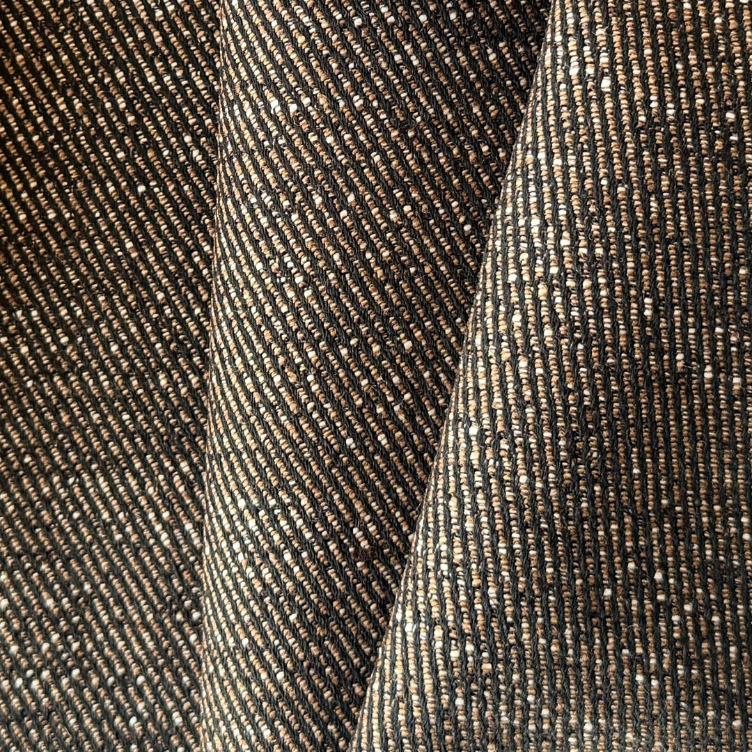 Structured Black Coffee Cotton & Linen Twill Suiting (Made in Italy)