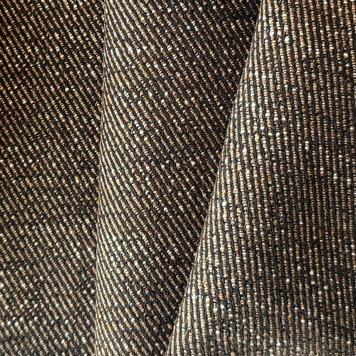 Structured Black Coffee Cotton & Linen Twill Suiting (Made in Italy)