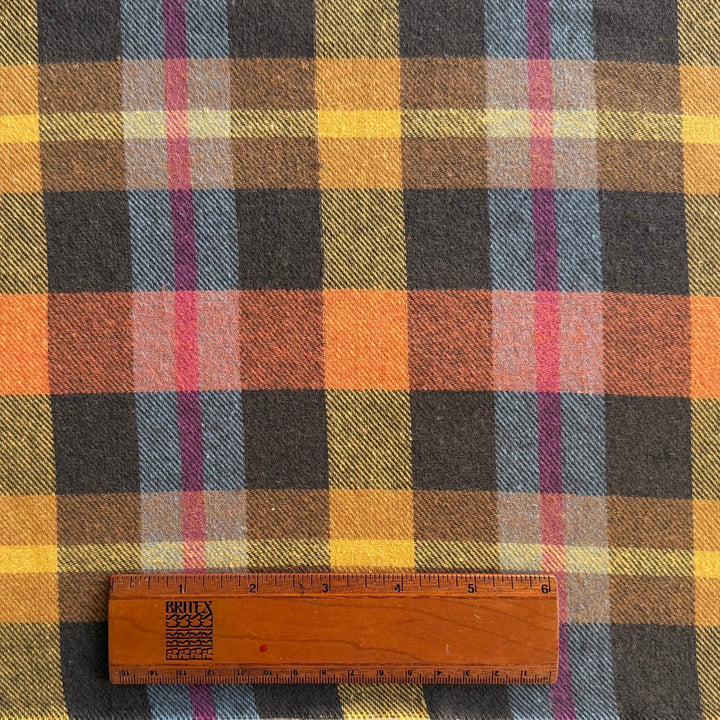 Parosh Saffron & Storm Plaid Cotton Flannel (Made in Italy)