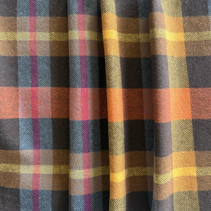 Parosh Saffron & Storm Plaid Cotton Flannel (Made in Italy)