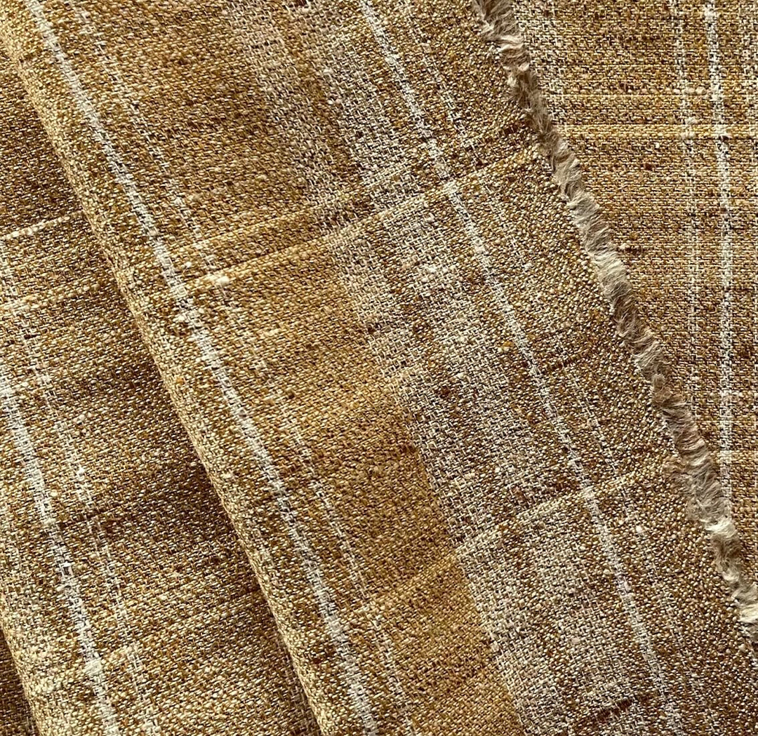 Mid-Weight Plaid Flaxen Dijon Linen (Made in Italy)