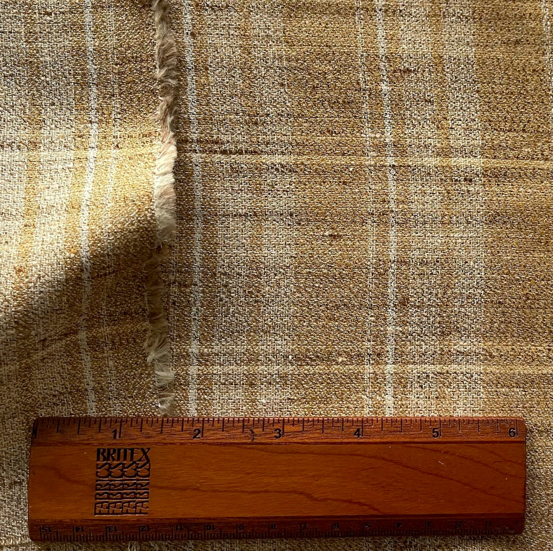 Mid-Weight Plaid Flaxen Dijon Linen (Made in Italy)