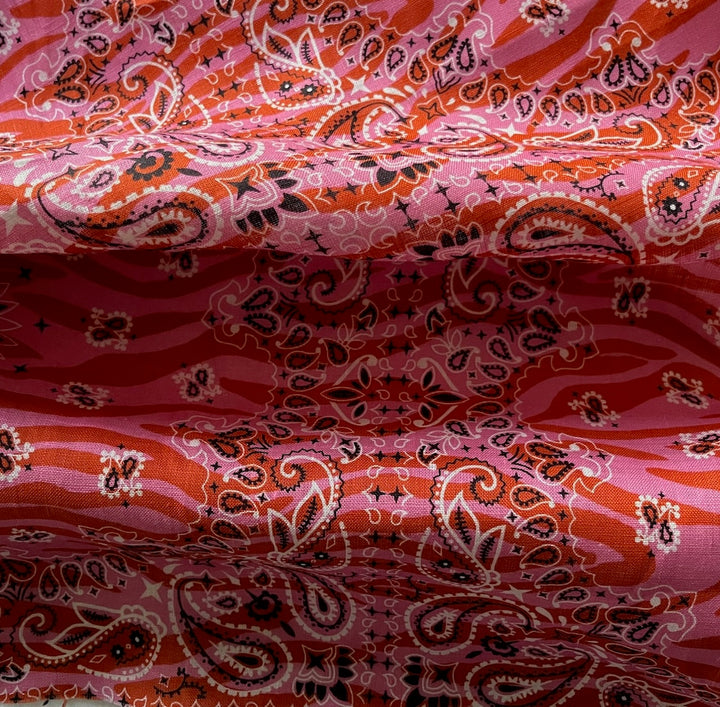 Light-Weight Bandana & Peppermint Pink Tiger Linen (Made in Italy)