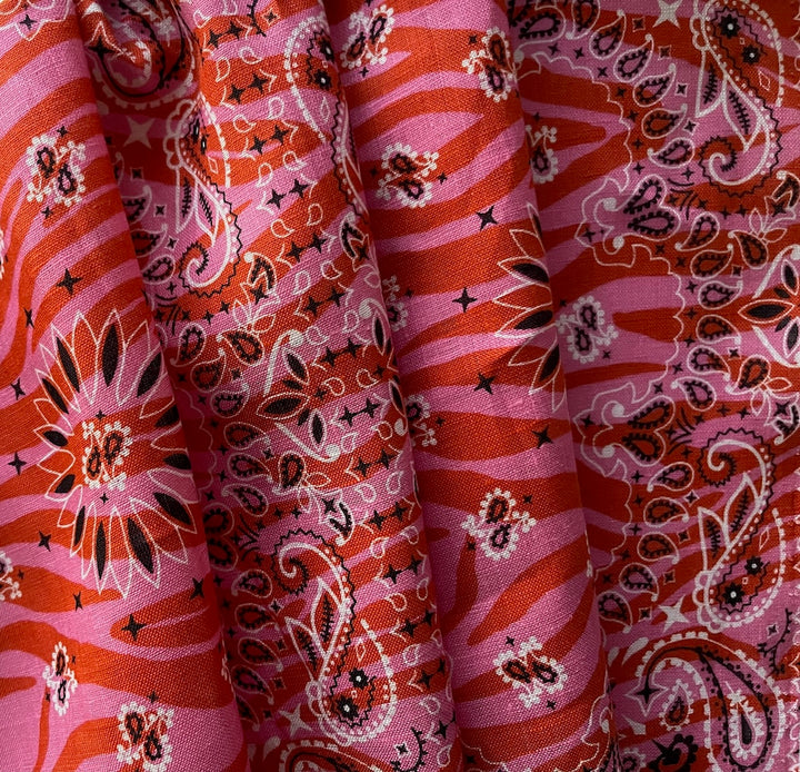 Light-Weight Bandana & Peppermint Pink Tiger Linen (Made in Italy)