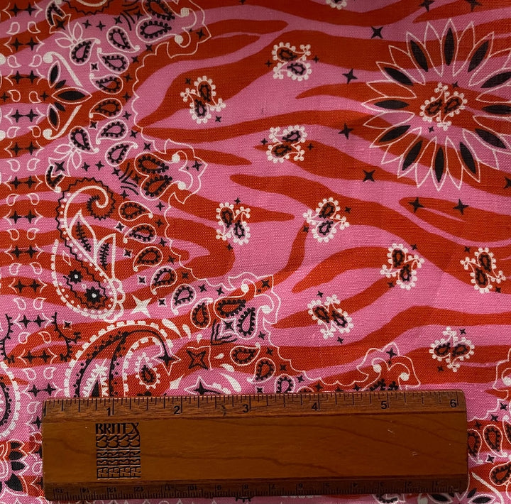 Light-Weight Bandana & Peppermint Pink Tiger Linen (Made in Italy)
