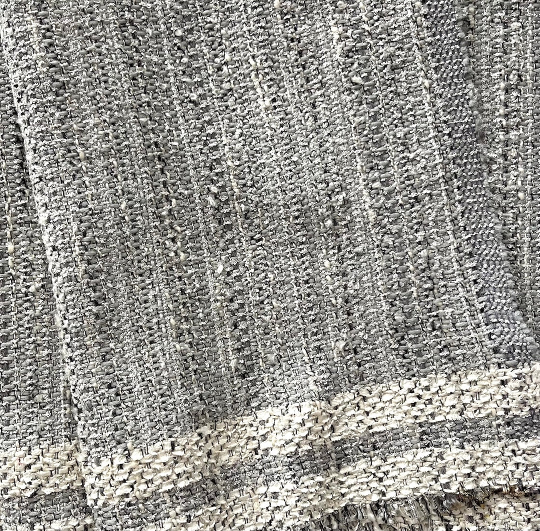 58" Panel - Celine Soft Shells & Fog Grey Cotton Blend Bouclé (Made in Italy)