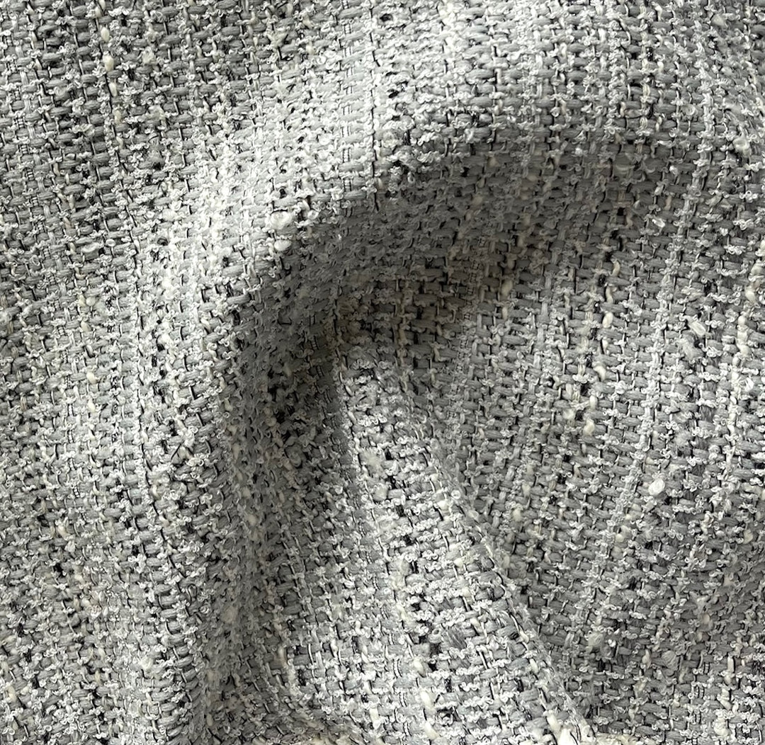58" Panel - Celine Soft Shells & Fog Grey Cotton Blend Bouclé (Made in Italy)