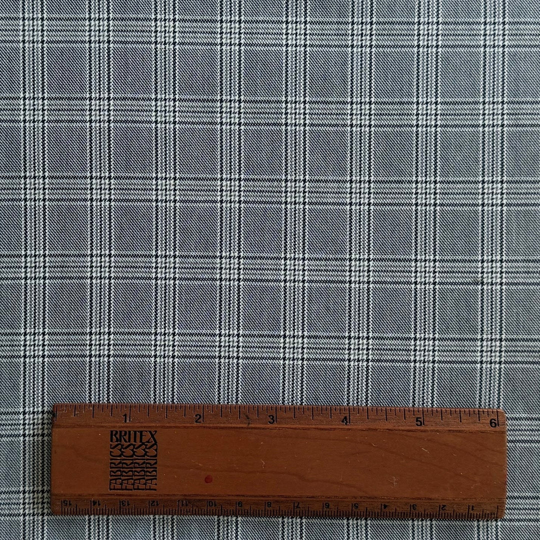 Classic Black & White Plaid Stretch Cotton Blend Suiting (Made in Italy)