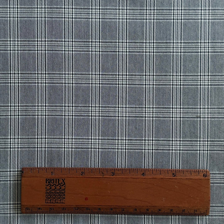 Classic Black & White Plaid Stretch Cotton Blend Suiting (Made in Italy)