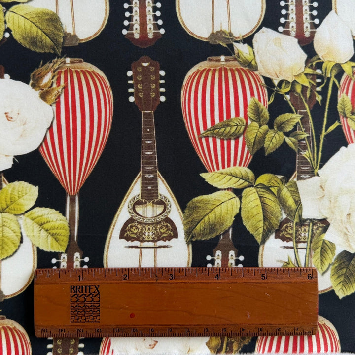 Couture Roses & Mandolins Silk Twill (Made in Italy)