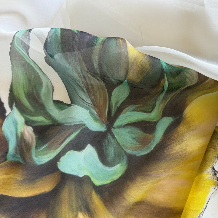 Exquisite Over-Sized Lush Floral Silk Chiffon (Made in Italy)