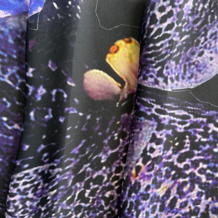 Over-Sized Exotic Orchids Diaphanous Silk Chiffon (Made in Italy)