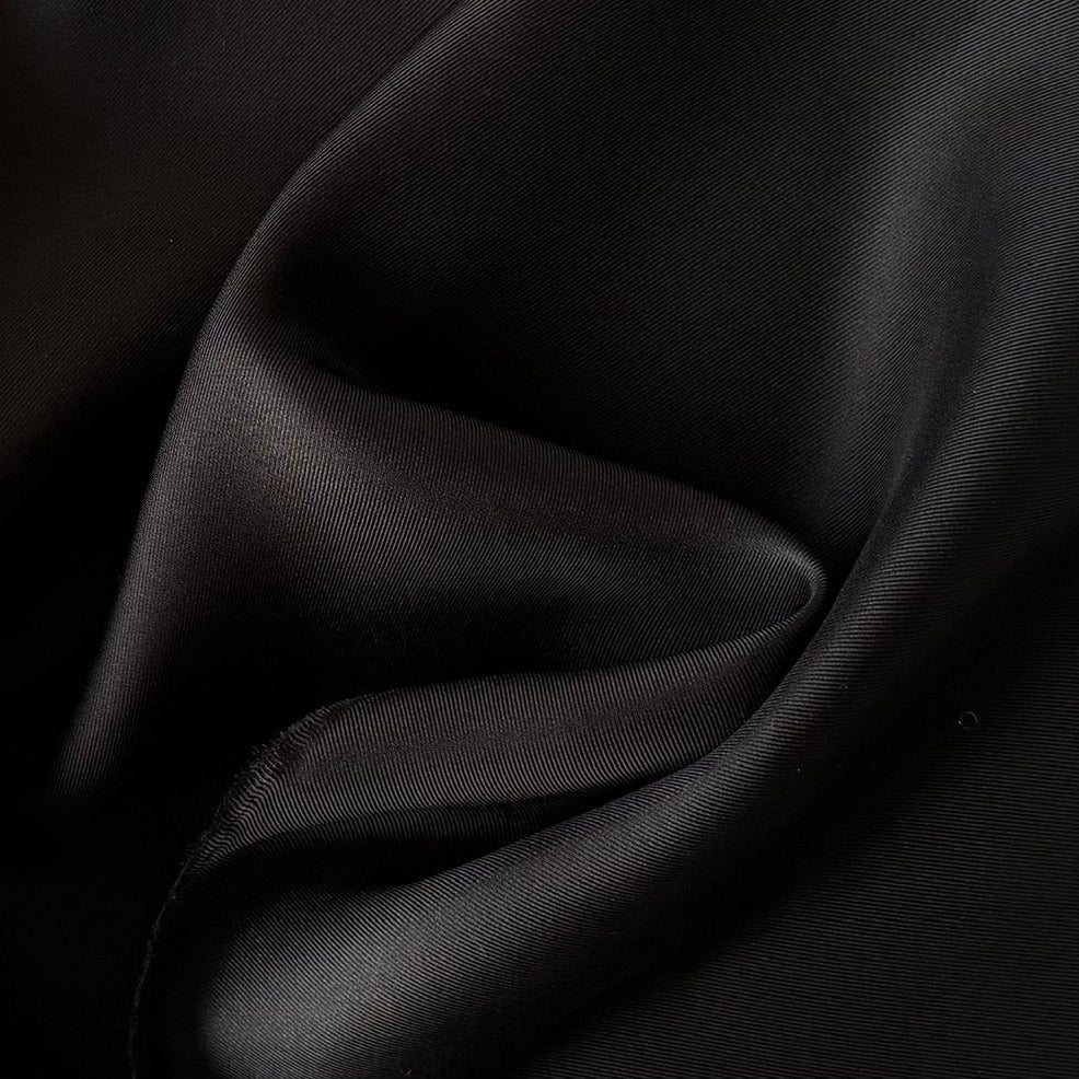 Drapey Crow Wing Black Silk Twill (Made in Italy)