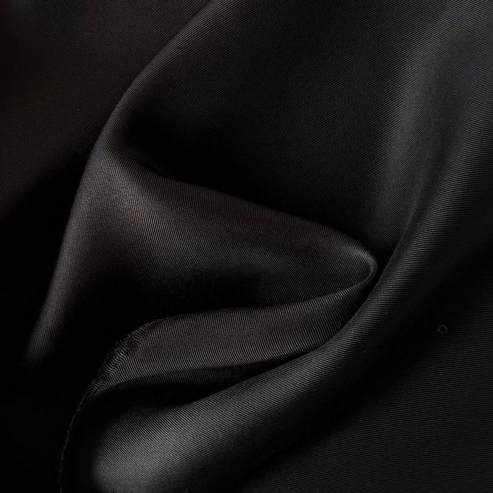Drapey Crow Wing Black Silk Twill (Made in Italy)