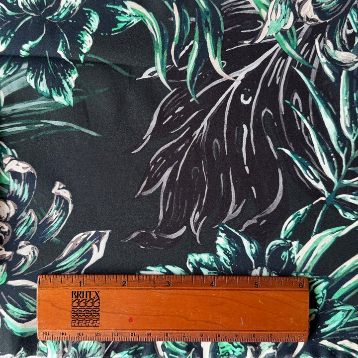 Etro Nighttime Flower Bed Stretch Silk Satin Charmeuse (Made in Italy)