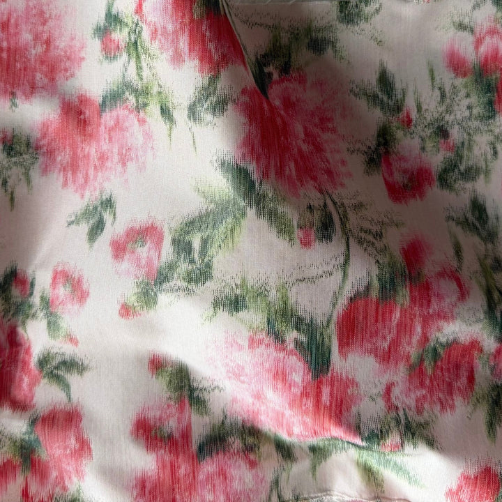 Giambattista Valli Romantic Roses on Blush Pink Crisp Silk Blend Taffeta (Made in Italy)