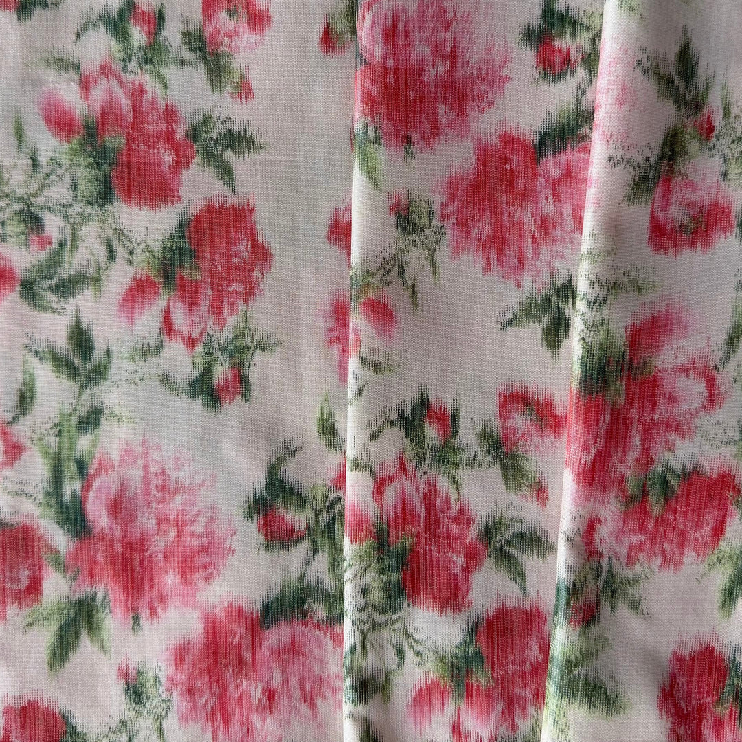 Giambattista Valli Romantic Roses on Blush Pink Crisp Silk Blend Taffeta (Made in Italy)