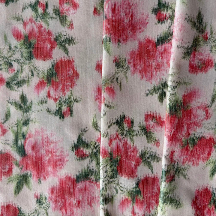 Giambattista Valli Romantic Roses on Blush Pink Crisp Silk Blend Taffeta (Made in Italy)