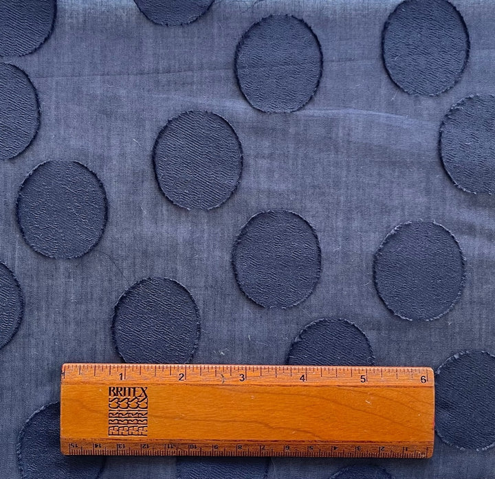 Semi-Sheer Elegant Navy Orbs Embroidered Cotton Lawn (Made in Italy)