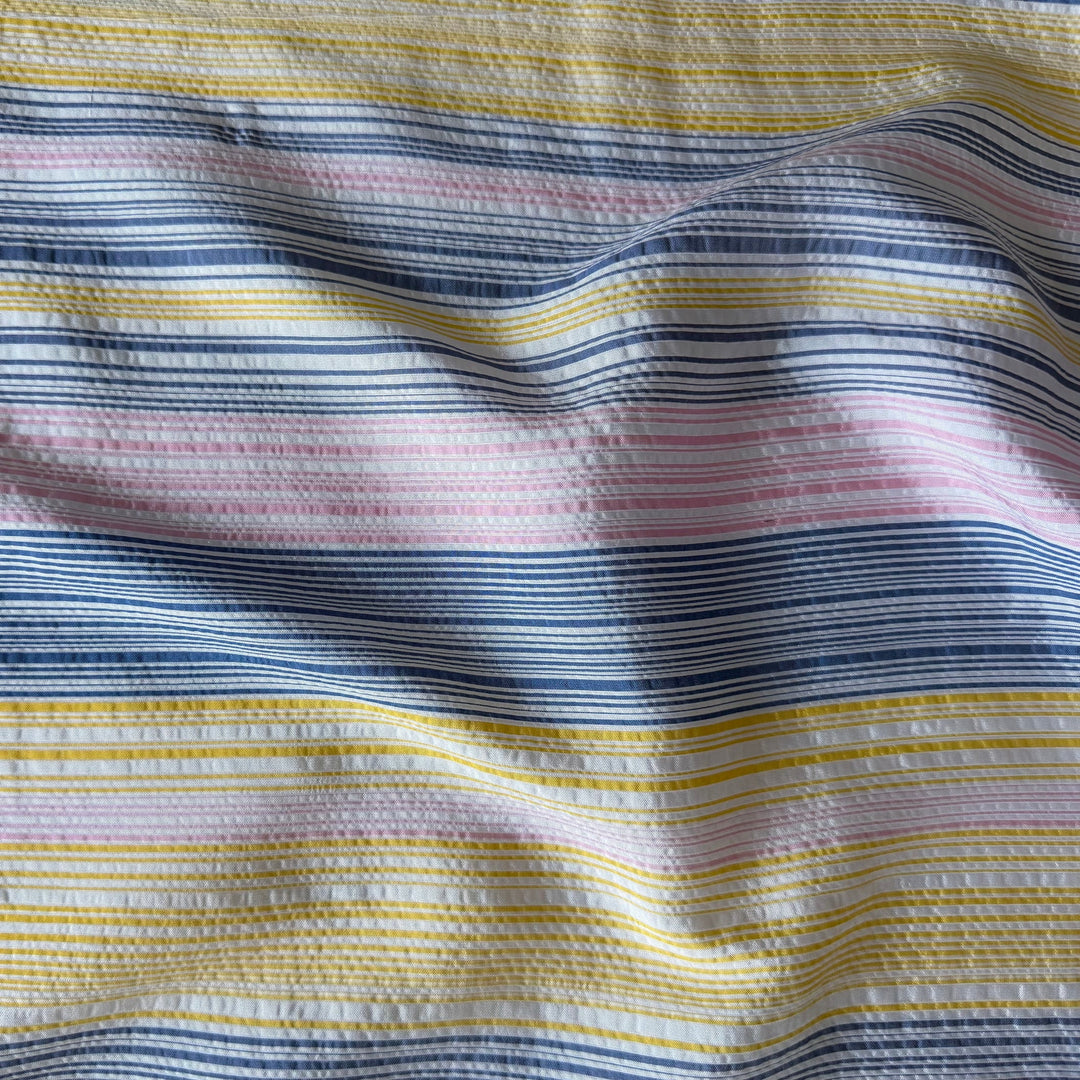 Pastel Party Mint Striped Silk Blend Seersucker (Made in Italy)