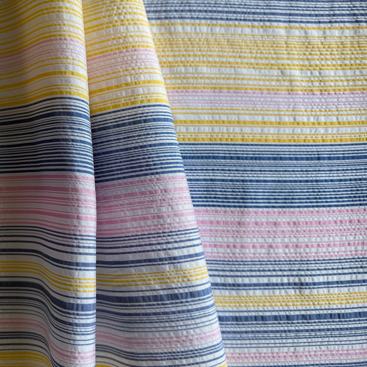 Pastel Party Mint Striped Silk Blend Seersucker (Made in Italy)