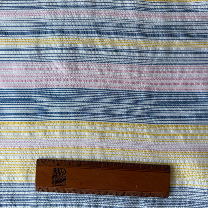 Pastel Party Mint Striped Silk Blend Seersucker (Made in Italy)