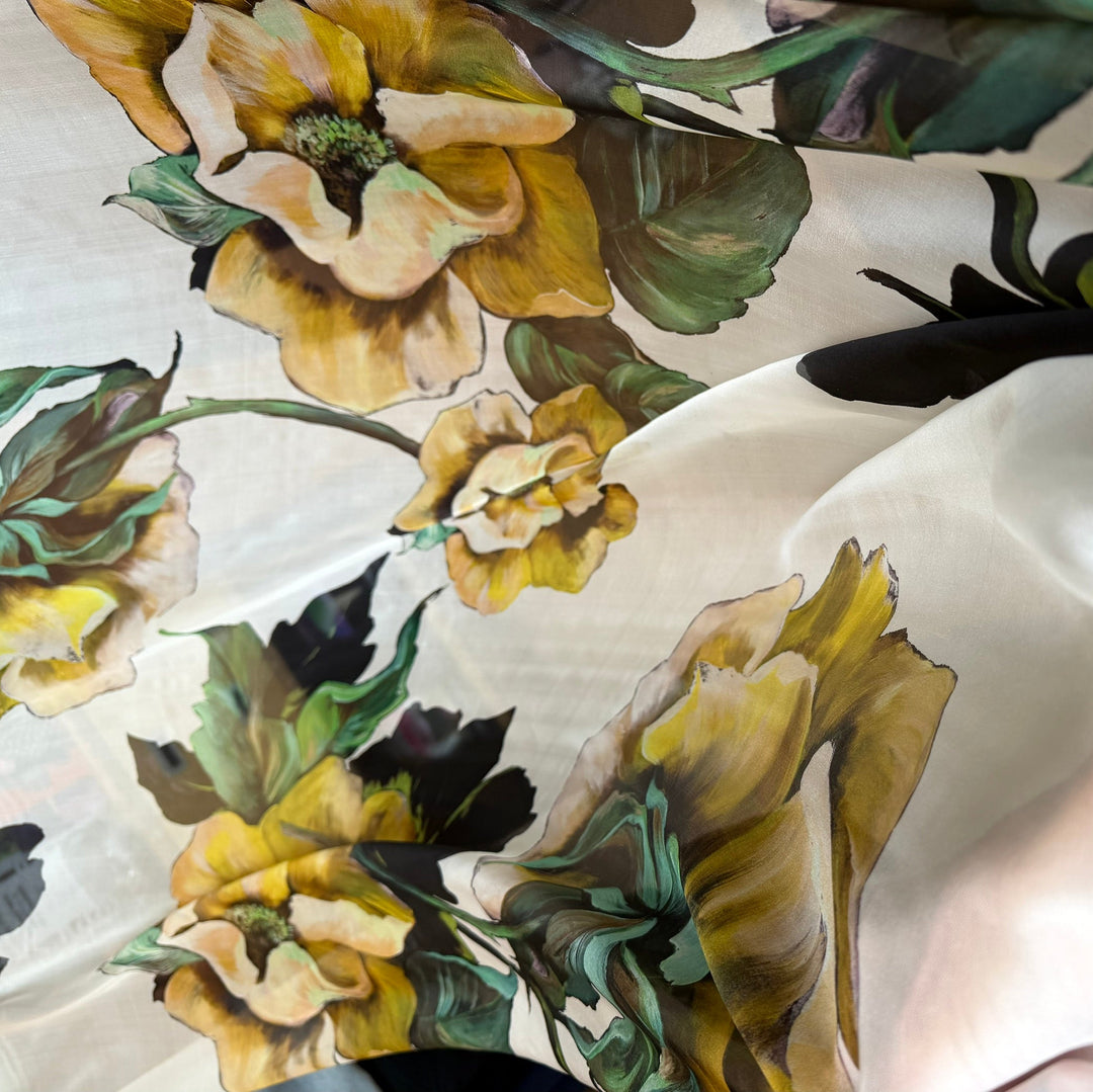 Exquisite Over-Sized Lush Floral Silk Chiffon (Made in Italy)
