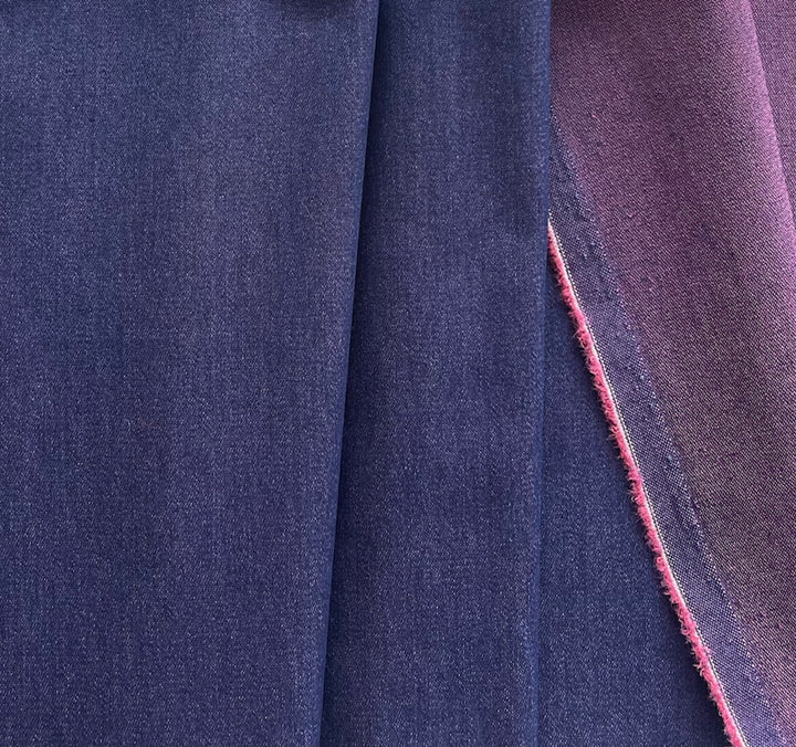 9 Oz Bubblegum Pink on Blue Stretch Cotton Blend Denim Twill (Made in Italy)