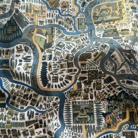 Pattern Map Blue Liberty of London Tana Cotton Lawn (Made in Italy)