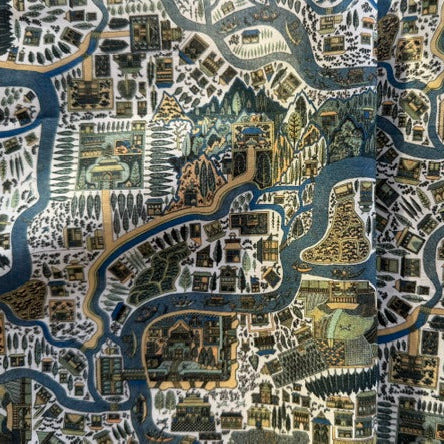 Pattern Map Blue Liberty of London Tana Cotton Lawn (Made in Italy)
